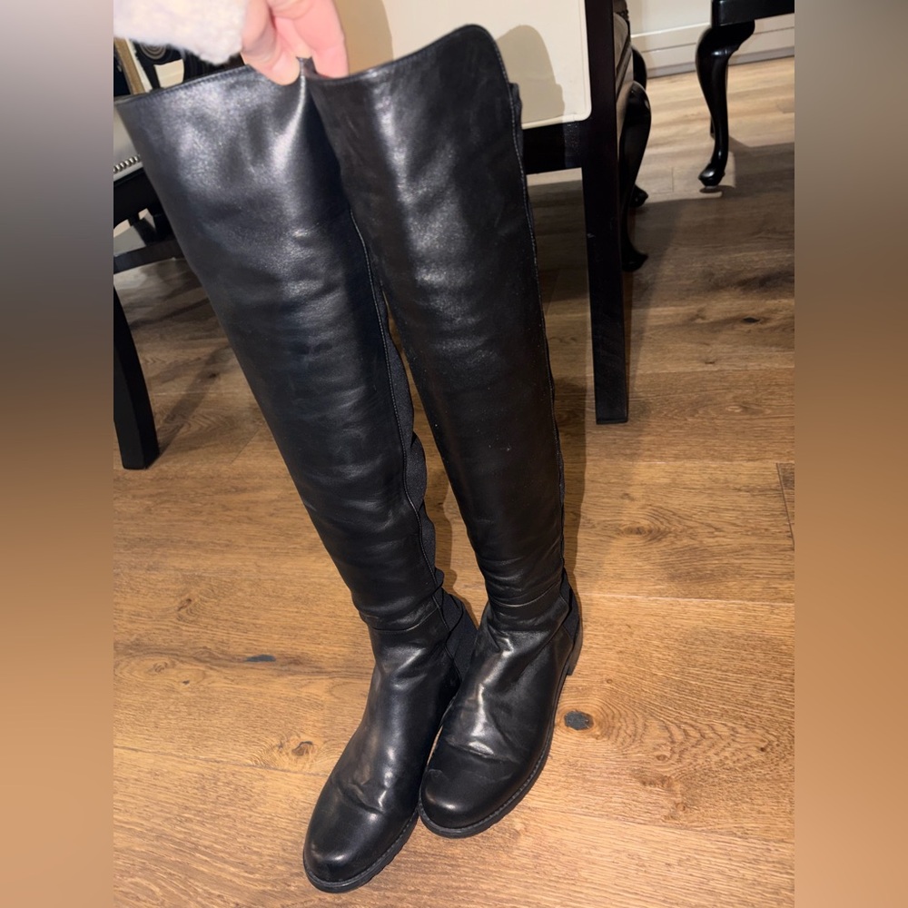 Stuart Weitzman - Black Knee-High Leather Boots - Picture 8 of 16